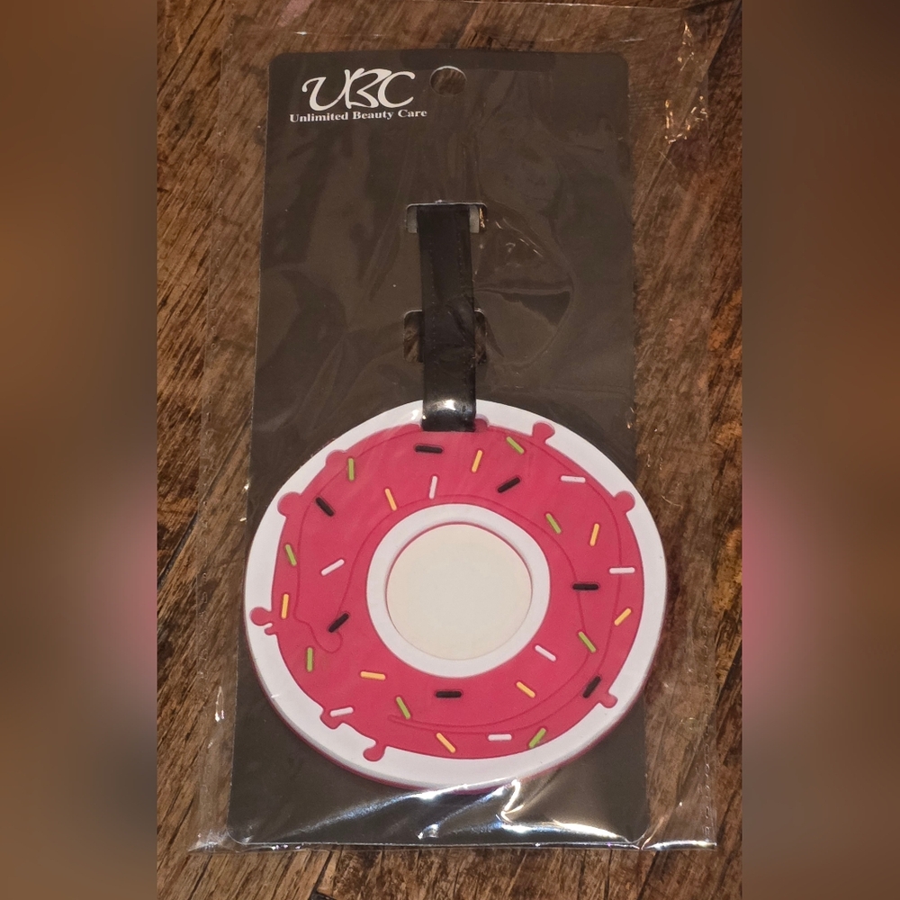 Pink Donut Luggage Tag with Sprinkles